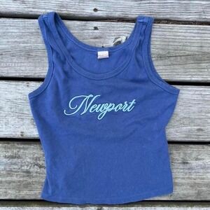 Blue Embroidered Newport Baby Tee Tank